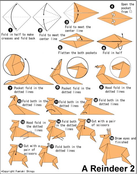 Reindeer 2 - Easy Origami instructions For Kids