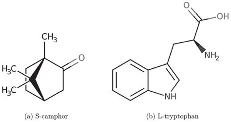 Molecular structures of (a) S-camphor and (b) L-tryptophan. | Download ...