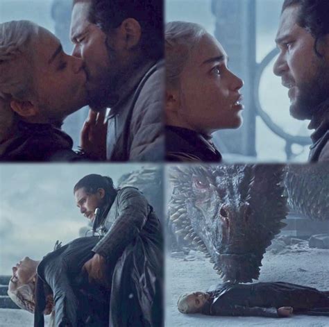 Jon Snow with Queen Daenerys before and after he stabs her. | Emilia ...