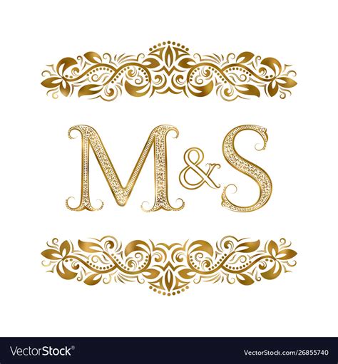 M and s vintage initials logo symbol letters Vector Image