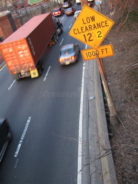 Highway With Low Clearance Sign Stock Image - Image: 480191