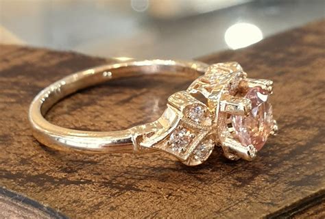 Vintage Engagement Ring Pink Morganite 14k Yellow Gold Unique - Etsy