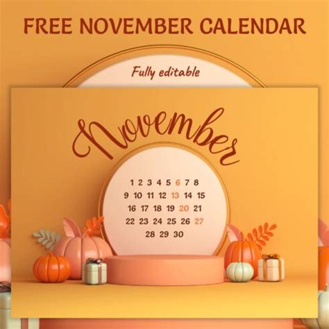 Free Fall November Calendar – MasterBundles