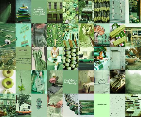 Evergreen Aesthetic Green Wall Collage Kit | Digital Copy | Pack of 50 ...