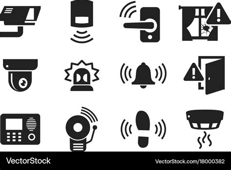 Home security sensors icons set Royalty Free Vector Image