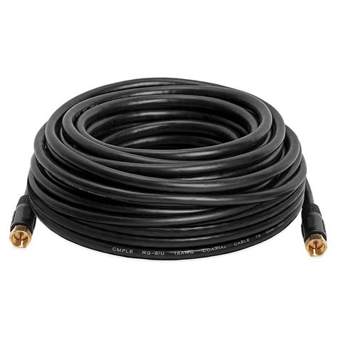 RG6 F-Type Coaxial 18AWG CL2 Rated 75 Ohm Cable - 50Feet Black