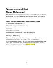 Exploring Temperature and Heat in Everyday Items | Course Hero