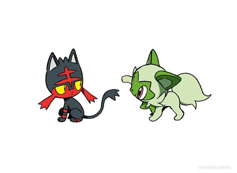 Litten And Sprigatito by D-O-9-Bessa on DeviantArt