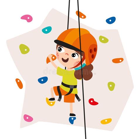 Cartoon Kid Climbing Rock Wall Stock Illustration - Illustration of adventure, climb: 249242599