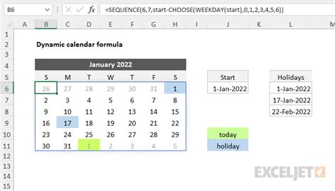 Dynamic calendar formula - Excel formula | Exceljet