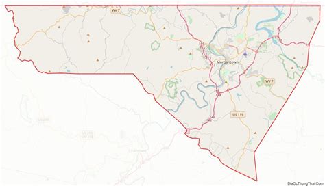 Map of Monongalia County, West Virginia - Thong Thai Real