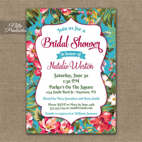 Hawaiian Bridal Shower Invitations - Tropical Luau - Nifty Printables