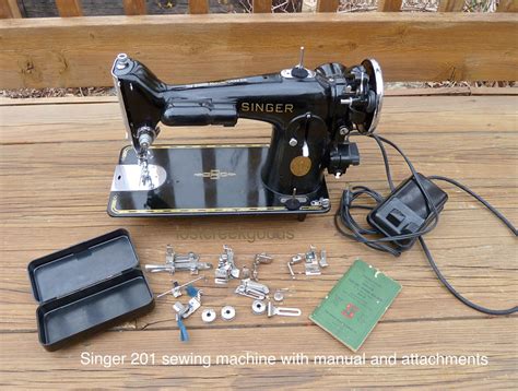 Singer 201 Sewing Machine with manual and attachments | Sewing machine ...