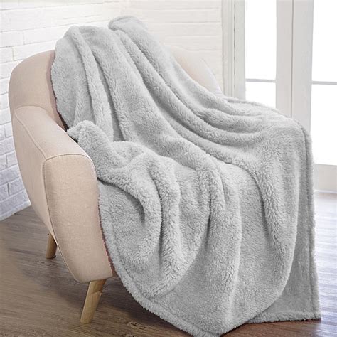 Plush Shaggy Sherpa Blanket | Grey throw blanket, Sherpa throw blankets ...