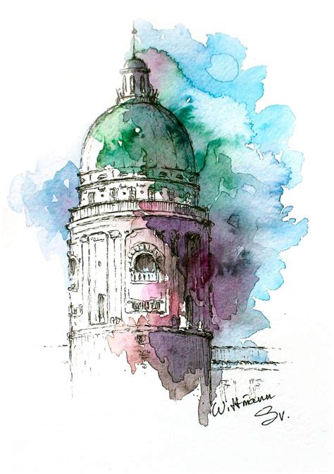 Watercolor city architecture art. Original aquar | Artfinder