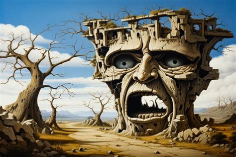 Premium AI Image | Image of creepy face in the middle of barren area ...