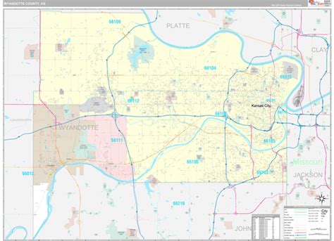 Wyandotte County, KS Wall Map Premium Style by MarketMAPS - MapSales