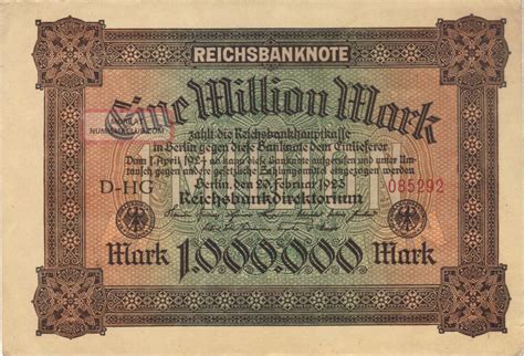 1923 1 Million Mark Germany Currency Reichsbanknote German Banknote ...