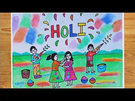 holi drawing easy/Holi festival drawing/How to draw holi festival/Holi ...