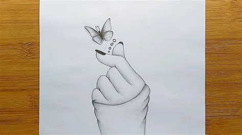 Hand Pencil Art Butterfly Drawing - Draw-log