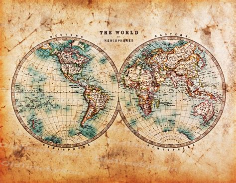 Vintage Old World Map/image Download Retro Style Design/resource Old Map Digital Prints/the ...