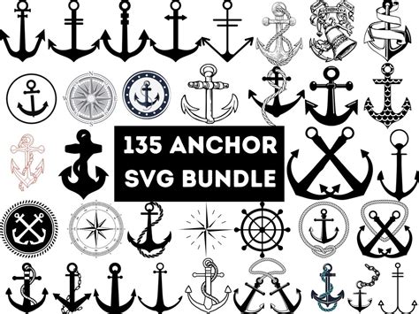 Anchor Clip Art Package , Anchor Svg Bundle , Anchor Cut File , Anchor ...