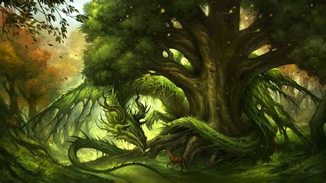 Enchanted Forest Dragon HD Wallpaper by sandara