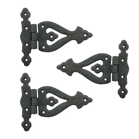 5 Inch Black Wrought Iron Door Hinge RSF Finish Barn Door Hinges Pack of 3