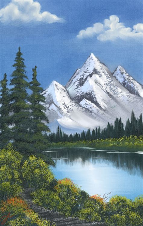 Bob Ross Distant Mountains Painting - lawofallabove-abigel