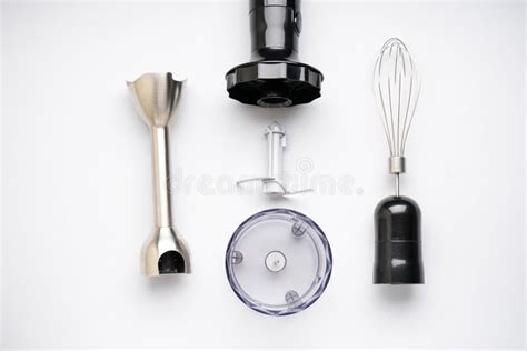 Immersion Hand Blender with Different Attachments on a White Background. Top View Stock Image ...