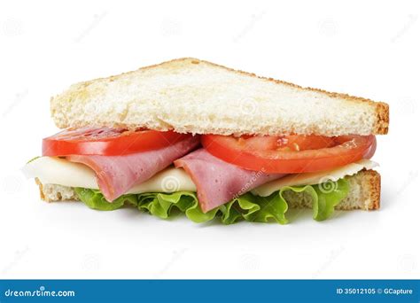 Triangle Sandwich With Ham, Cheese And Vegetables Stock Image - Image ...