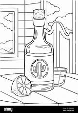 Cowboy Bottle Of Tequila And Lemon Coloring Page Stock Vector Image  sketch template