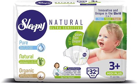 Sleepy Natural Diapers Size 3 - Organic Baby Diapers Highly Absorbent ...