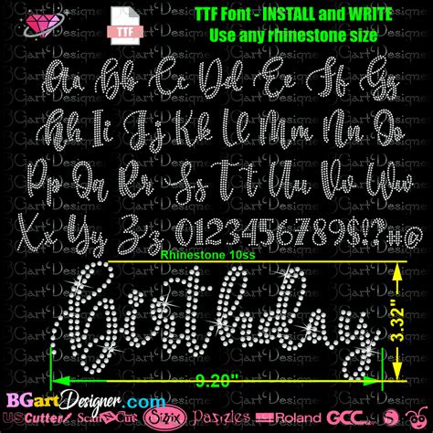 → Rhinestone font template bgarscript - Best rhinestone fonts