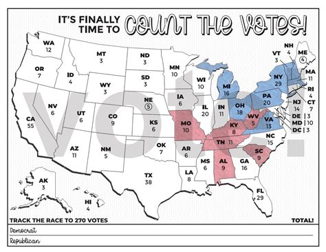 Electoral Map for Election Results Printable Coloring Page - Etsy