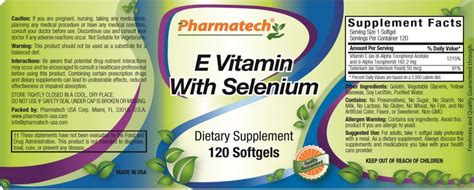 E Vitamin with Selenium - Pharmatech. Vitamins and Supplements Store