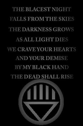 Black Lantern Oath: The blackest night falls from the skies, the darkness grows as all light ...