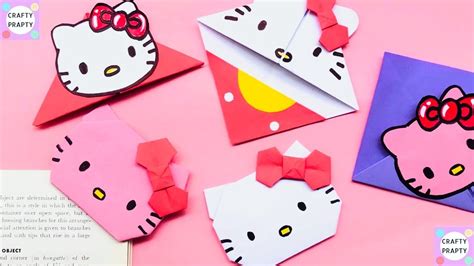 How To make Hello Kitty Origami Bookmark / DIY School Supplies / DIY Hello Kitty Bookmark - YouTube