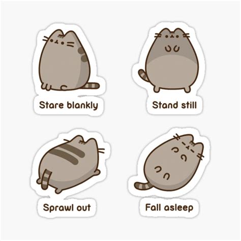 "pusheen cat sticker pack " Sticker for Sale by cat-villa | Redbubble