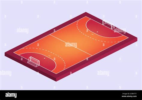 Isometric Field for handball. Orange Outline of lines handball field Vector illustration Stock ...