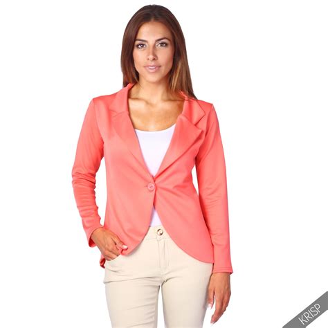 KRISP Womens Slim Fit Casual Smart Jersey Blazer Ladies Office Jacket ...