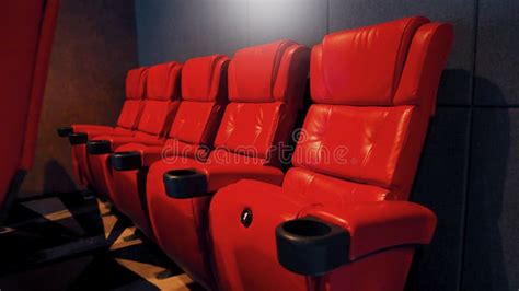 Red Color Leather Movie Theater Cinema Seat Chairs. Stock Image - Image of movie, film: 109798343