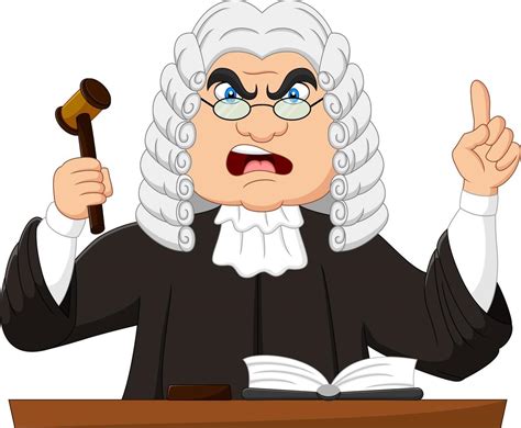 Angry male judge holding gavel and pointing up 5152082 Vector Art at Vecteezy