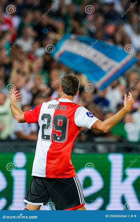 Mexican Player of Feyenoord Player Santiago Gimenez Celebrates His Goal during Feyenoord - Emmen ...