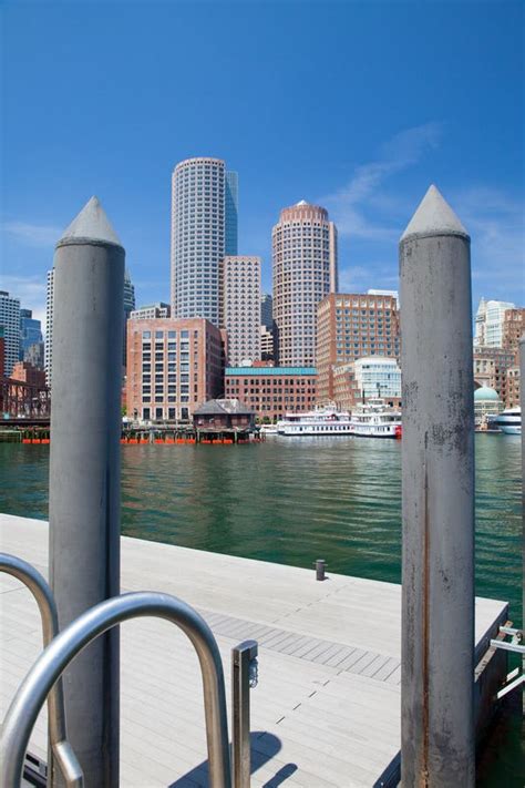 Boston Skyline and Northern Avenue Bridge. Stock Photo - Image of ...