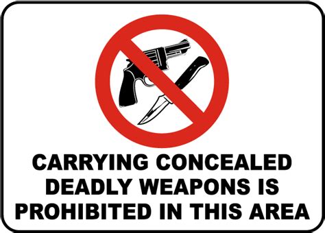 Concealed Weapons Prohibited Sign - Claim Your 10% Discount