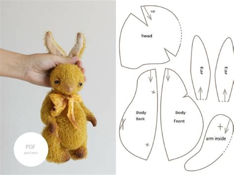 PDF Sewing Pattern & Tutorial Mohair Rabbit 9 Inches Stuffed