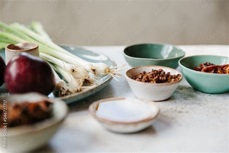 Ingredients commonly used in Chinese cuisine Stock Photo | Adobe Stock