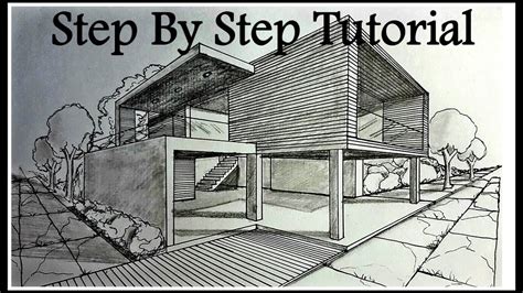 How to draw a House In Two points perspective| Step By Step - YouTube