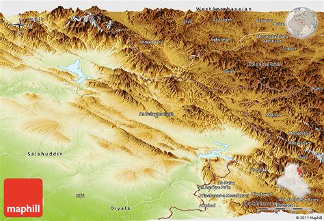 Physical Panoramic Map of Sulaymaniyah